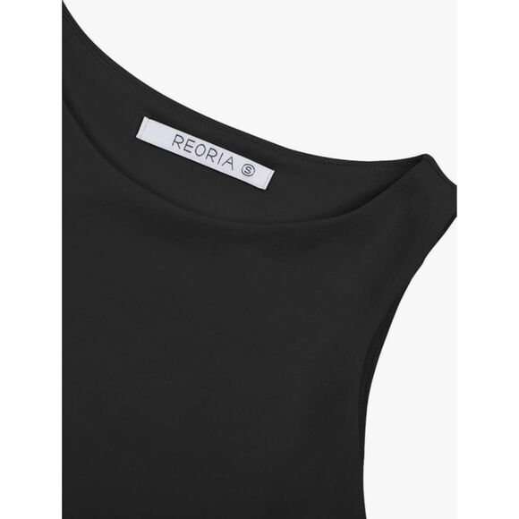 REORIA Butsmooth® Women's Sleeveless Halter Neck Black Basic Tank Crop Size L - Picture 3 of 6
